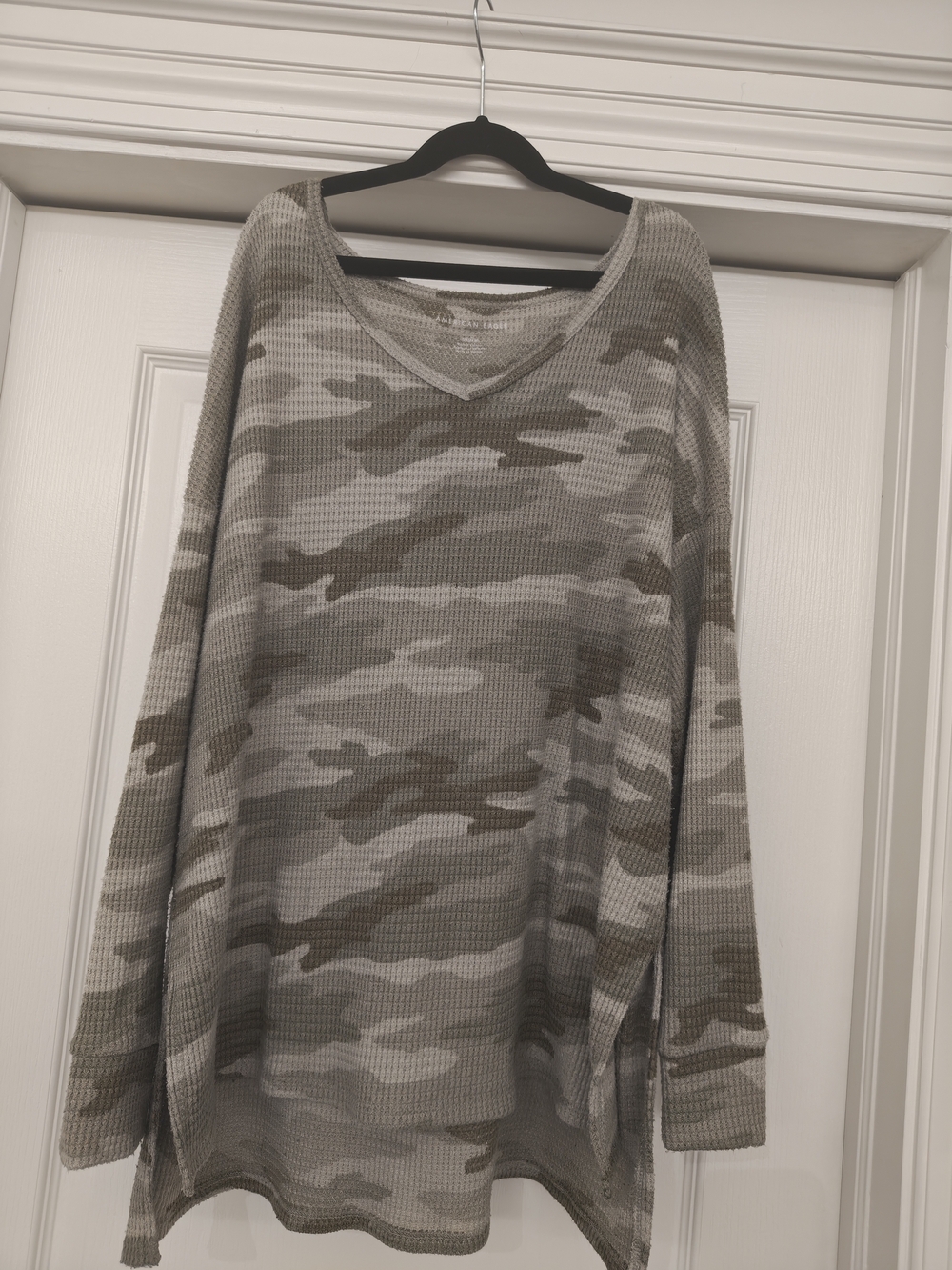 Cozy V-Neck Camo Thermal Tunic - Neutral Camo